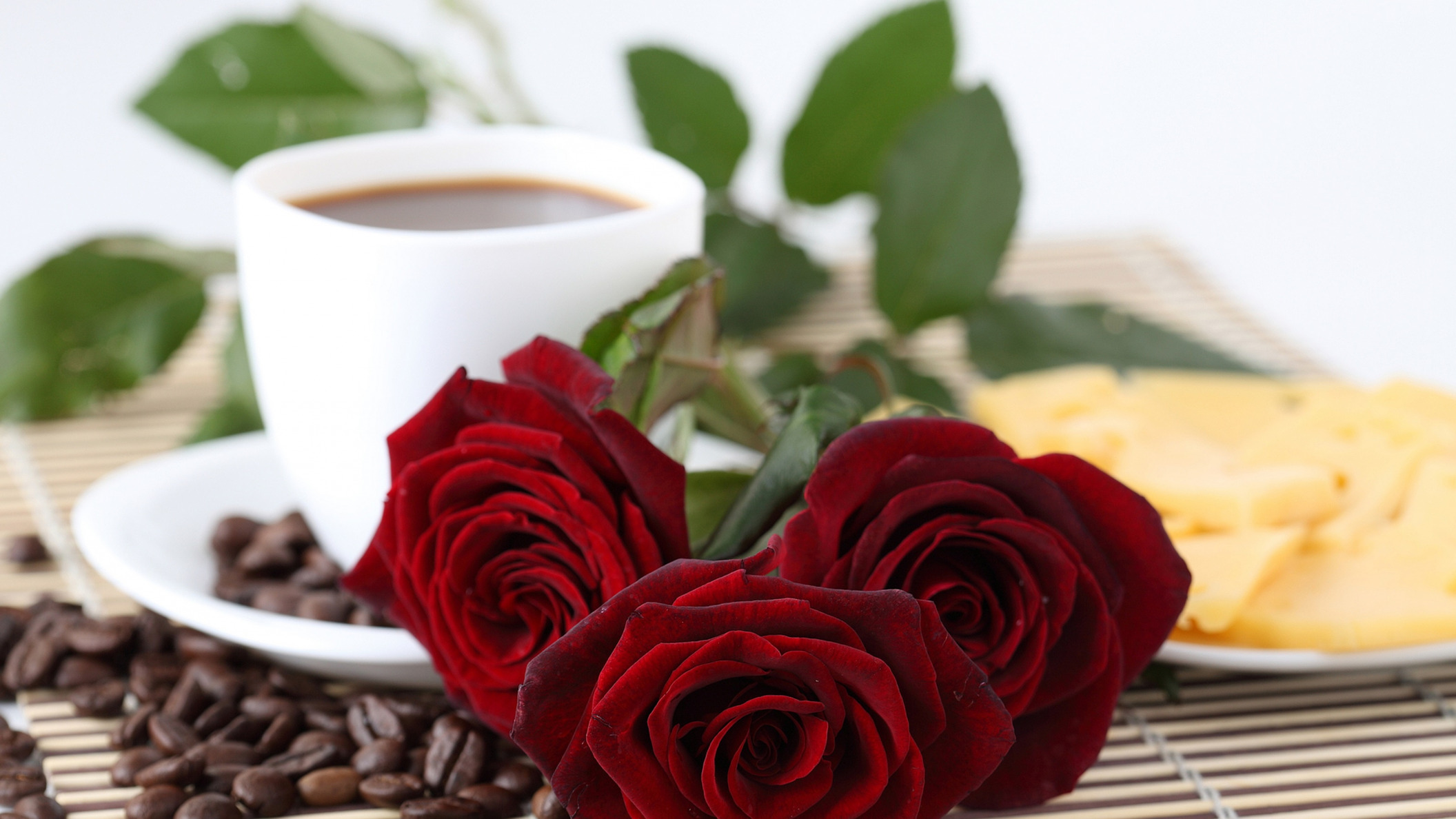 Открытки кофе и розы