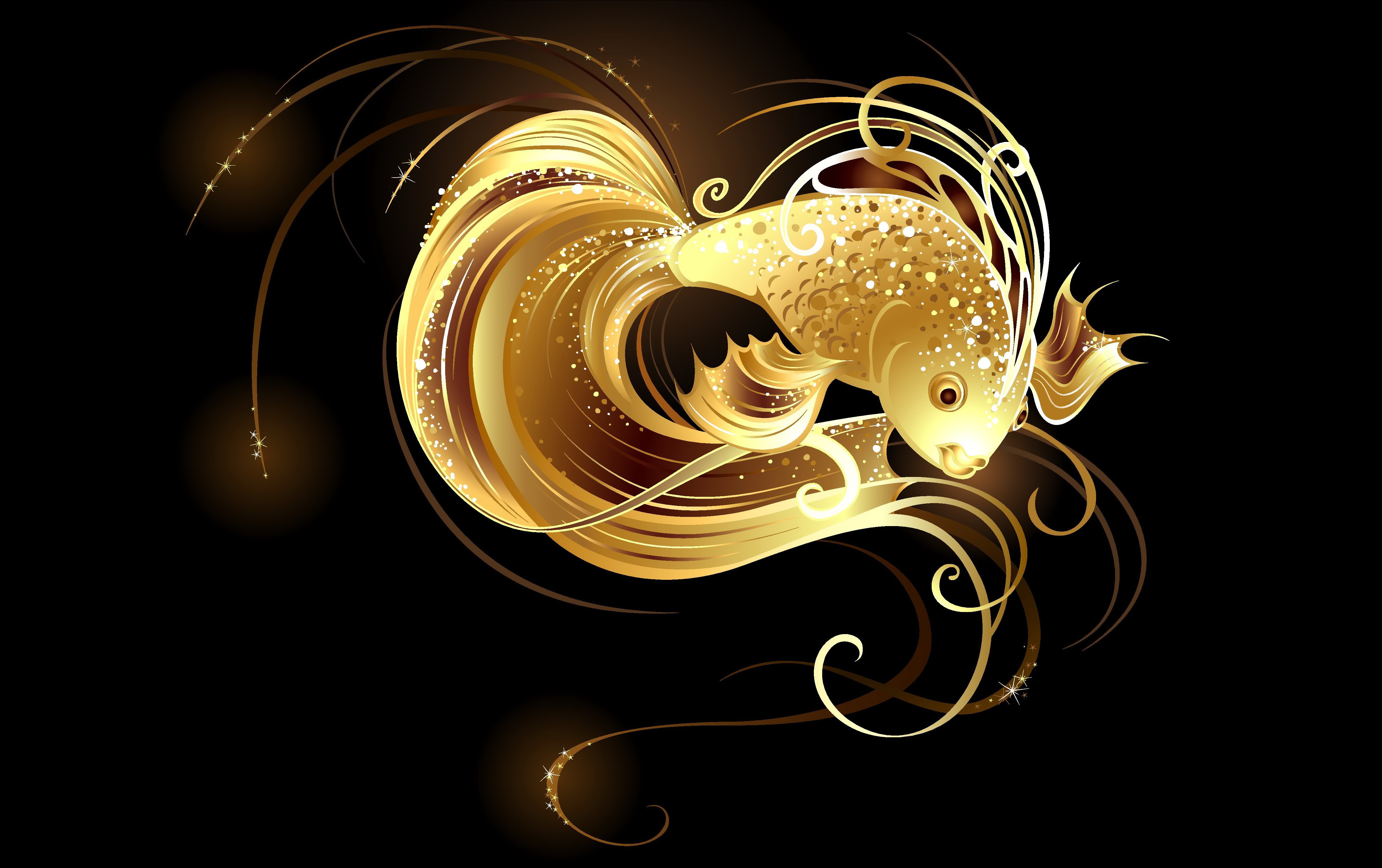 Обои золотая рыбка, блестки, goldfish, sequins для рабочего стола #71216