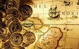 карта, деньги, пираты, золото, монеты, валлпапер