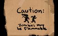 зомби, предупреждение, картон, осторожность, may be, flammable