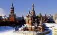 снег, зима, москва, кремль, храм василия блаженного, покровский собор