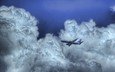 небо, облака, самолет