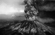 фото, гора, чёрно-белое, извержение, вулкан, st. helens, святой елены, пепел