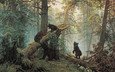 лес, иван иванович шишкин, медведи, утро в сосновом лесу