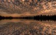 небо, облака, деревья, озеро, отражение