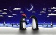 новый год, медуза, подарок, пингвины