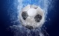 вода, футбол, капли, брызги, мяч