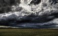 облака, мрак, поле