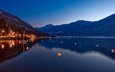 ночь, озеро, швейцария