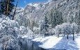 горы, снег, зима, калифорния, национальный парк йосемити