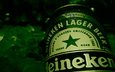зелёный, бутылка, пиво, heineken