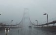 туман, мост, машины