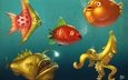 море, фрукты, рыбы, подводный мир