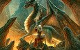девушка, фентези, дракон, эльфийка, жезл, kerem beyit - dragon mage
