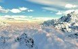 облака, горы, снег