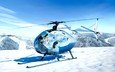 горы, снег, зима, вертолет