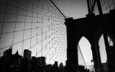 мост, черно-белая, сетка, нью-йорк, арка
