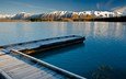 озеро, горы, природа, пирс, новая зеландия