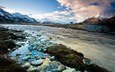 река, горы, снег, природа, камни, пейзаж, поток, новая зеландия, национальный парк