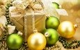 новый год, зима, шар, бусы, лента, подарок, праздник, елочные игрушки, коробка, новогодний шар