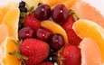 фрукты, клубника, ягоды, вишня, апельсин, черника, десерт, грейпфрут
