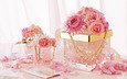 цветы, украшения, розовый, ленты