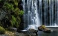 камни, водопад, япония, мох, растительность