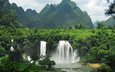 горы, лес, водопад, поселение, вьетнам, водопад дэтянь, дэтянь, банзек, тхан пан ги