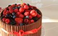малина, фрукты, клубника, черешня, ягоды, вишня, черника, шоколад, торт, вафельные трубочки