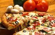 еда, грибы, сыр, вкусно, оливки, пицца, пища, маслины