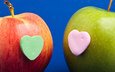 сердечко, сердце, фрукт, яблоко, эппл