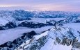 горы, снег, туман, швейцария, вершины