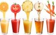 фрукты, напитки, овощи, сок, томатный, морковный, натуральные соки, свежий сок, апельсиновый, ананасовый, яблочный