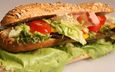 зелень, листья, бутерброд, овощи, большой, сандвич, салата, ветчина