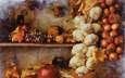 орехи, яблоки, осень, лук, кукуруза, урожай, овощи, натюрморт, чеснок
