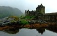 камни, туман, мост, замок, дождь, архитектура, остров, крепость, шотландия, эйлен-донан, замок эйлен-донан, фьорд лох-дуйх