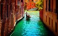 вода, венеция, канал, улица, италия, italiya veneciya lodka chelovek, гандола
