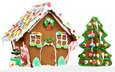 новый год, елка, шары, снеговик, дом, праздник, рождество, торт, новогодние игрушки, пряничный домик
