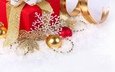 снег, новый год, шары, украшения, подарки, лента, подарок, праздник, рождество, елочные игрушки, снежинка, бантик, новогодние игрушки, новогодний шар