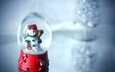 снег, игрушка, снеговик, праздник, стеклянный шар, шарф, снеговик в шаре