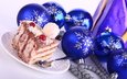 новый год, зима, синий, шар, игрушки, праздник, торт, елочные