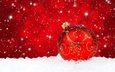 снег, новый год, узор, красный, игрушка, шар, праздники, шарик, рождество, золотой, встреча нового года, елочная