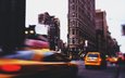 движение, улица, нью-йорк, такси