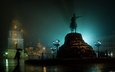 ночь, дождь, памятник, площадь, украина, киев, хмельницкому