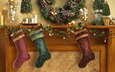 свечи, новый год, зима, носки, рождество, чудо