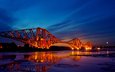 огни, река, мост, шотландия, конструкция