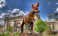 динозавр, здание, скульптура