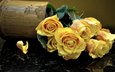 розы, лепестки, букет, ваза, cvety, zheltye, rozy, buket