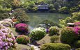 цветы, домик, cvety, yaponskij sad, domik, японский сад