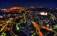 панорама, япония, токио, ночной вид сверху